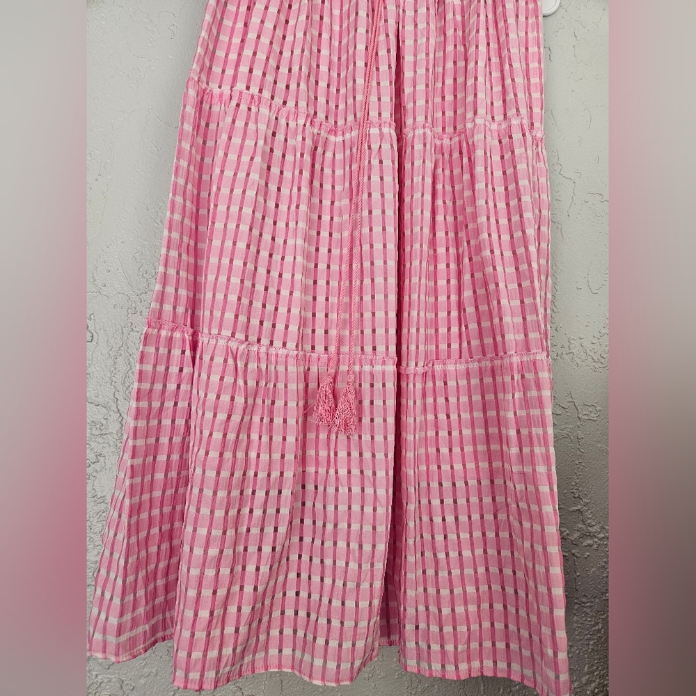 Nwt Anna Rose Gingham Tiered Pink Summer Maxi Long Womens M SKIRT Feminine Fairy - Picture 4 of 7